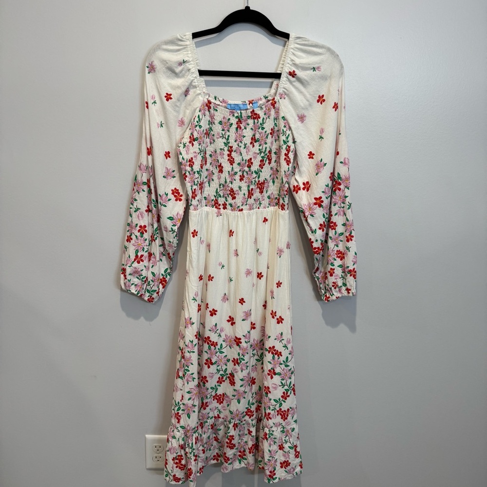 Draper James RSVP Smocked MIDI Floral Print Dress medium